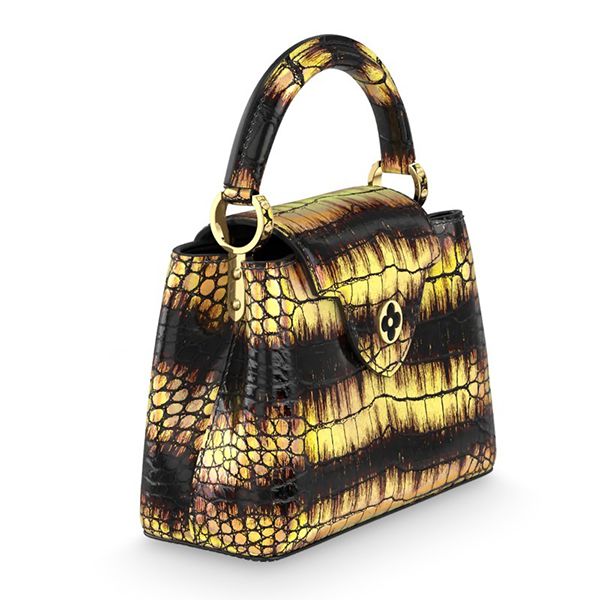 ルイヴィトン カプシーヌMINI クロコダイル偽物 ブラック&イエロー N98724